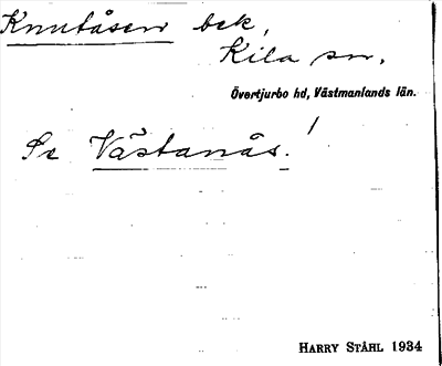 Bild på arkivkortet för arkivposten Knutåsen, se Västanås