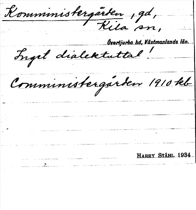 Bild på arkivkortet för arkivposten Komministergården