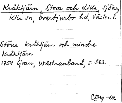Bild på arkivkortet för arkivposten Kråktjärn, Stora och Lilla
