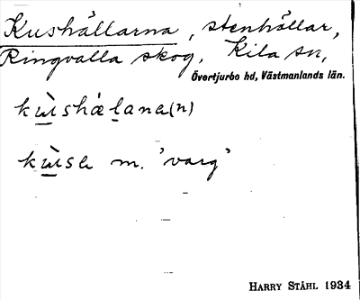Bild på arkivkortet för arkivposten Kushällarna