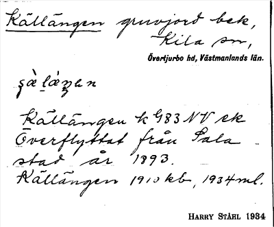 Bild på arkivkortet för arkivposten Källängen