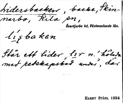 Bild på arkivkortet för arkivposten Lidersbacken
