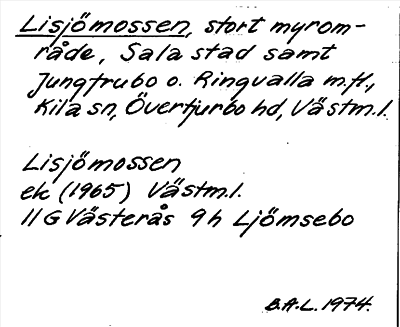 Bild på arkivkortet för arkivposten Lisjömossen