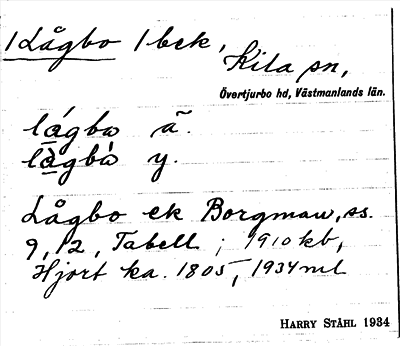 Bild på arkivkortet för arkivposten Lågbo