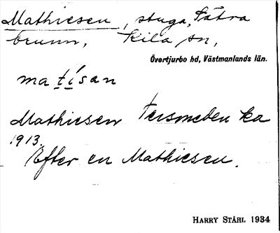 Bild på arkivkortet för arkivposten Mathiesen