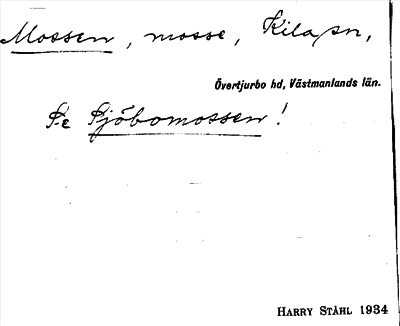 Bild på arkivkortet för arkivposten Mossen, se Sjöbomossen