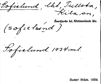 Bild på arkivkortet för arkivposten Sofielund