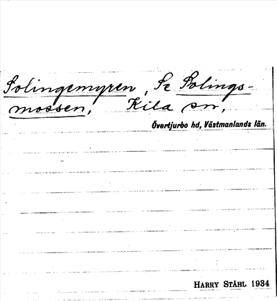 Bild på arkivkortet för arkivposten Solingemyren, se Solingsmossen