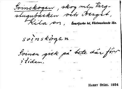 Bild på arkivkortet för arkivposten Svinskogen