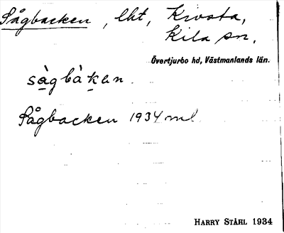 Bild på arkivkortet för arkivposten Sågbacken