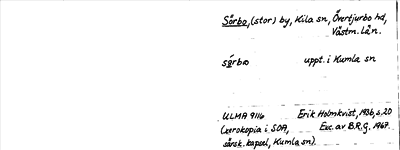 Bild på arkivkortet för arkivposten Sörbo