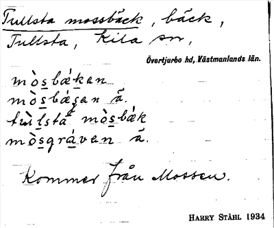 Bild på arkivkortet för arkivposten Tullsta mossbäck