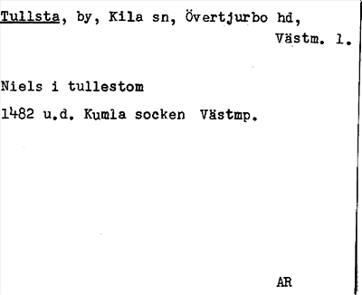 Bild på arkivkortet för arkivposten Tullsta