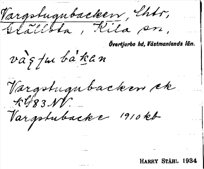 Bild på arkivkortet för arkivposten Vargstugubacken
