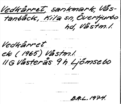 Bild på arkivkortet för arkivposten Vedkärret