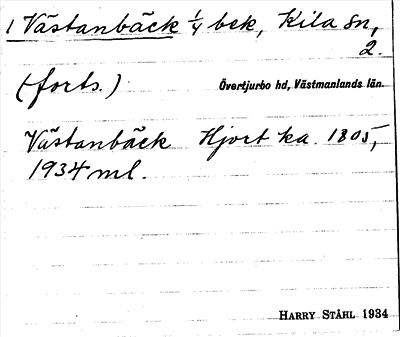 Bild på arkivkortet för arkivposten Västanbäck