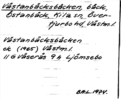 Bild på arkivkortet för arkivposten Västanbäcksbäcken