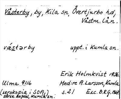 Bild på arkivkortet för arkivposten Västerby