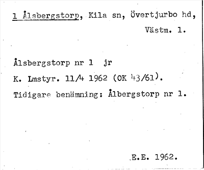 Bild på arkivkortet för arkivposten Ålbergstorp