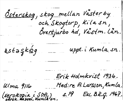 Bild på arkivkortet för arkivposten Österskog