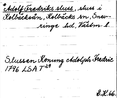 Bild på arkivkortet för arkivposten *Adolf Fredriks sluss