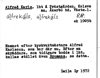 Bild på arkivkortet för arkivposten Alfred Karls
