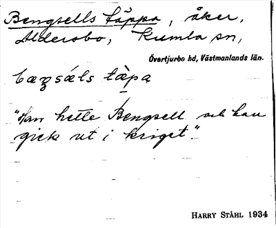 Bild på arkivkortet för arkivposten Bengsells täppa