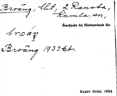 Bild på arkivkortet för arkivposten Broäng