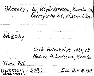 Bild på arkivkortet för arkivposten Bäckeby