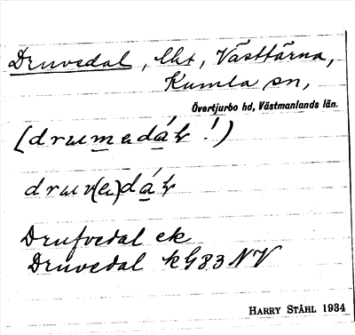 Bild på arkivkortet för arkivposten Druvedal