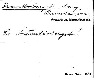 Bild på arkivkortet för arkivposten Fremtboberget