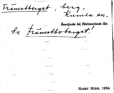 Bild på arkivkortet för arkivposten Främstberget, se Främstboberget