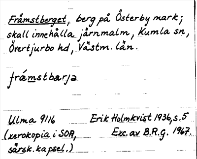 Bild på arkivkortet för arkivposten Främstberget