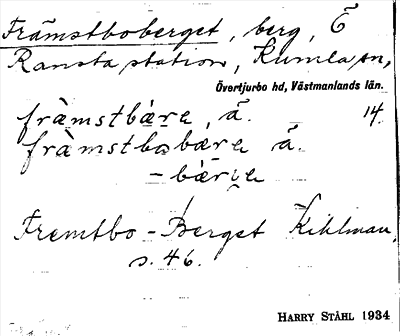Bild på arkivkortet för arkivposten Främstboberget
