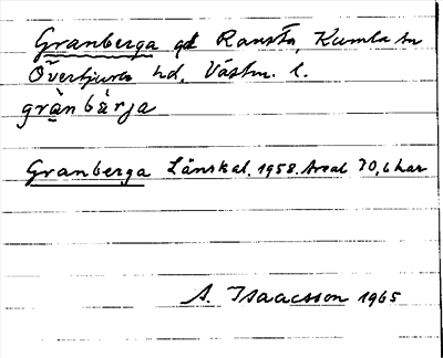Bild på arkivkortet för arkivposten Granberga
