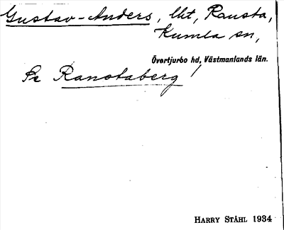 Bild på arkivkortet för arkivposten Gustav-Anders, se Ranstaberg