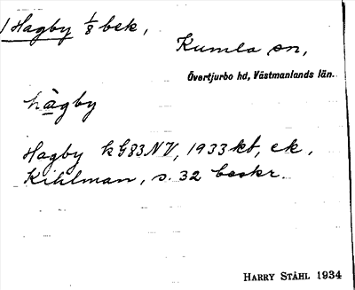 Bild på arkivkortet för arkivposten Hagby