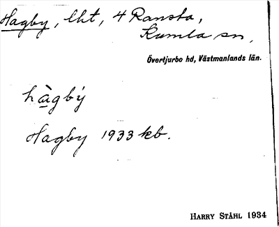 Bild på arkivkortet för arkivposten Hagby