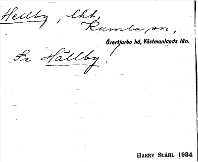 Bild på arkivkortet för arkivposten Hellby, se Hällby
