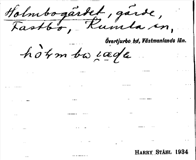 Bild på arkivkortet för arkivposten Holmbogärdet