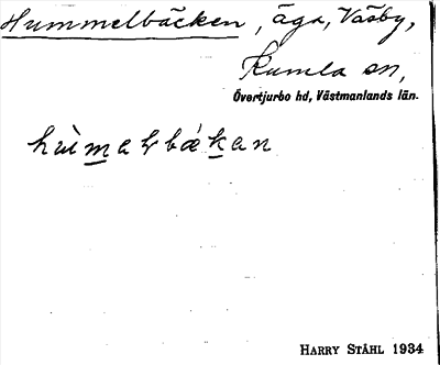 Bild på arkivkortet för arkivposten Hummelbäcken