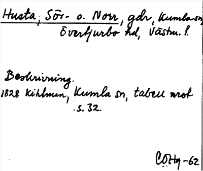 Bild på arkivkortet för arkivposten Husta, Sör- o. Norr