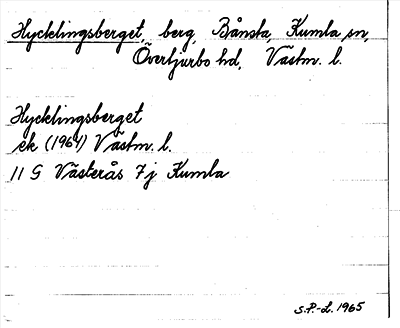 Bild på arkivkortet för arkivposten Hycklingsberget