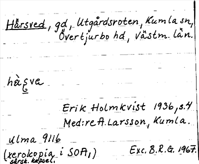 Bild på arkivkortet för arkivposten Härsved