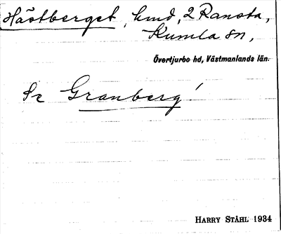 Bild på arkivkortet för arkivposten Hästberget, se Granberg