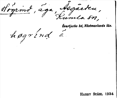 Bild på arkivkortet för arkivposten Högrind