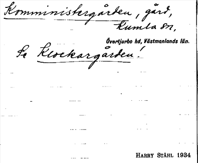 Bild på arkivkortet för arkivposten Komministergården, se Klockargården