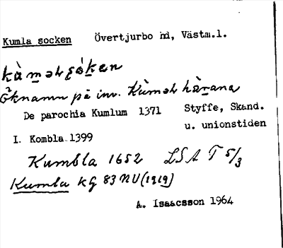 Bild på arkivkortet för arkivposten Kumla socken