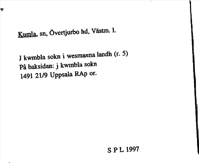 Bild på arkivkortet för arkivposten Kumla
