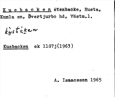 Bild på arkivkortet för arkivposten Kusbacken